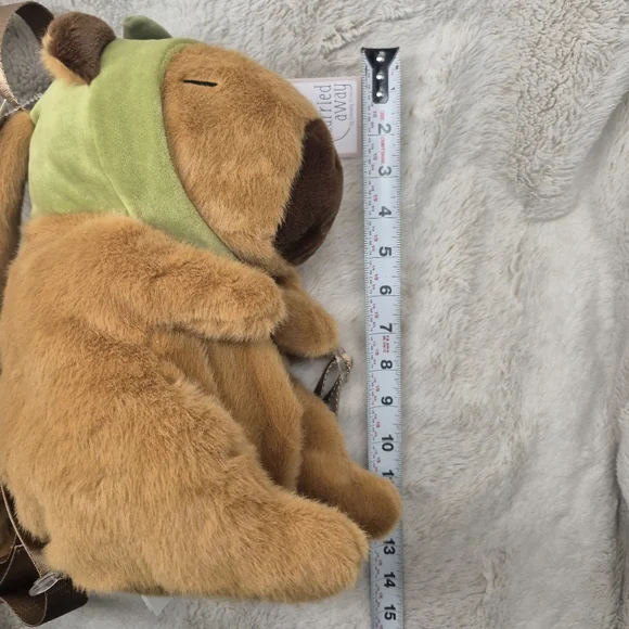 Cute Fun Capybara Dinosaur Brown Plush Backpack Gift NWT - Picture 4 of 11